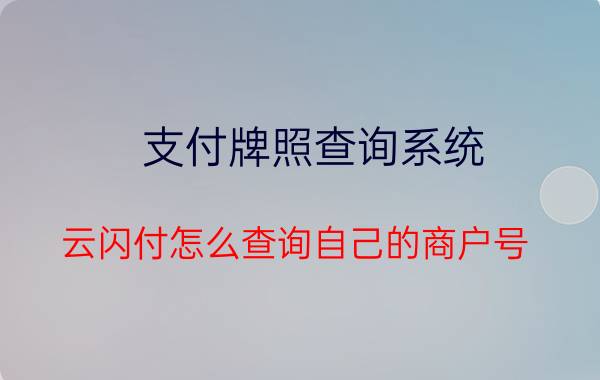 支付牌照查询系统 云闪付怎么查询自己的商户号？